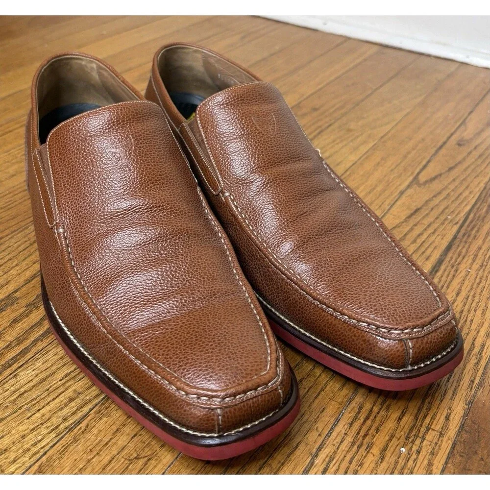 Michael Toschi Dollinger Loafers Brown Pebble Leather Italy CIS Men Size 15